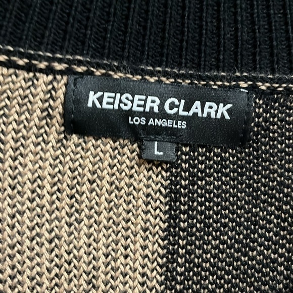 KEISER CLARKCHEVRON CHECK KNIT CARDIGAN Men Large - Picture 4 of 7